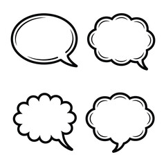 Empty Thought Bubbles: A collection of blank speech bubbles, offering versatile space for thoughts, ideas, or dialogue, outlined in a clean, minimalist style. 