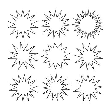 Explosive Elements: A captivating array of abstract burst shapes, each radiating energy and dynamism, offering versatile design elements for various creative projects.
