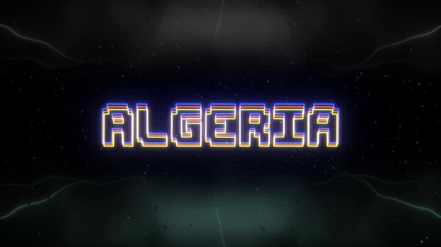 Algeria Neon text with retro background