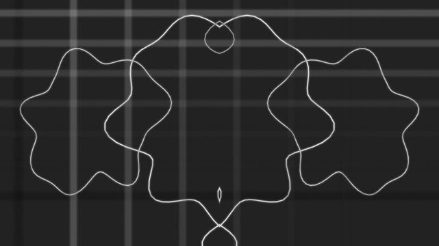 Abstract White Lines on Black Grid Background.