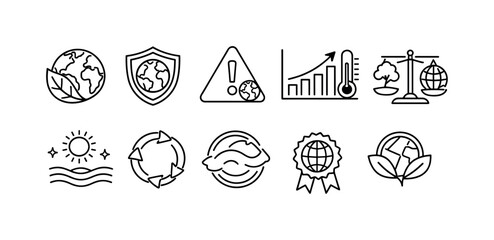 Fototapeta premium Environmental, sustainability outline icon set. eco, nature, green energy icon collection