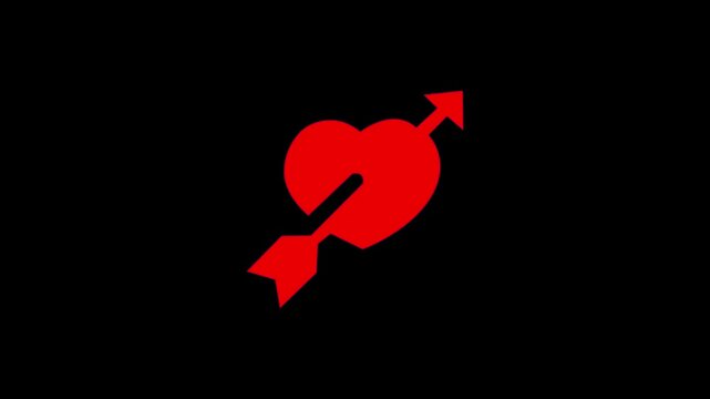 Red heart pierced by arrow symbol love passion romance