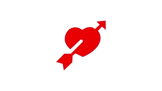 Red heart pierced by arrow symbol love passion romance