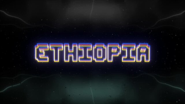 Ethiopia Neon text with retro background