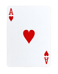 Obraz premium This is a striking close-up studio photograph featuring the iconic ace of hearts playing card with its traditional red suit symbol prominently&nbsp;