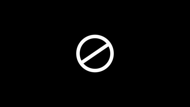 Circular progress loading bar transition to error cancel sign icon on white background with video animation.