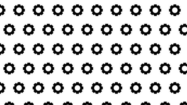 Clean and modern motion graphic featuring a seamless pattern loop of gear in a clean and minimalist style