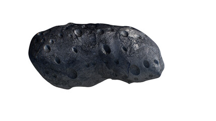Realistic Dark Asteroid with Craters Isolated 3D Render © de Art
