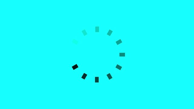 Modern loading progress indicator with segmented circle on cyan blue background with video animation.