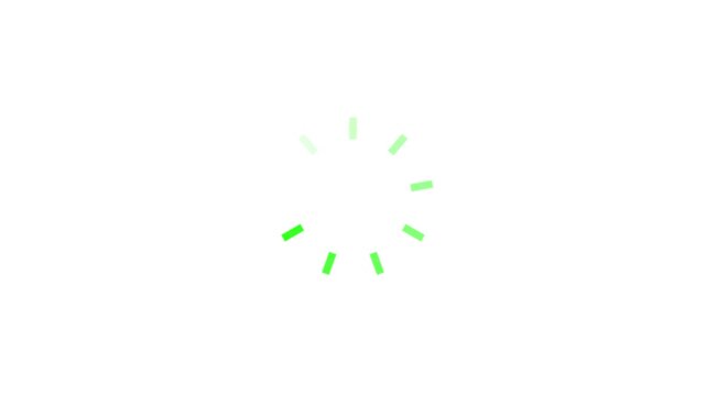 Green progress loading bar animation on white background, buffering icon loop with video animation