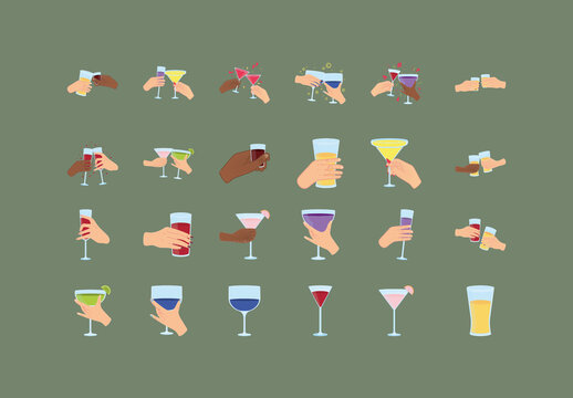 Cartoon Toast Cheers Illustration Set