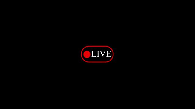 Live stream icon with blinking red light, broadcast notification animation with video animation.