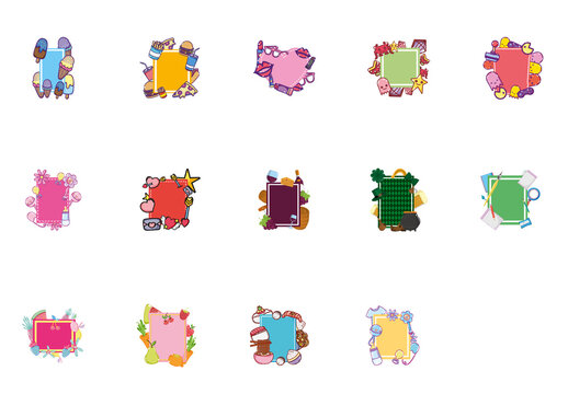 Doodle Square Frames Illustration Set