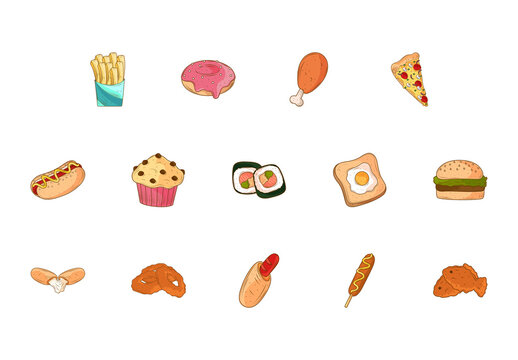 Fast Food Illustration Design Set