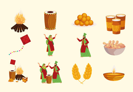 Lohri Illustration Design Set