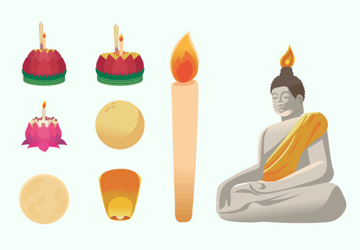Loy krathong Illustration Design Set
