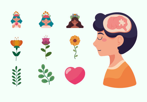 Mental Health Day Illustration Design Set