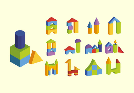 Toys Block Illustration Design Set