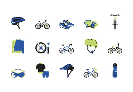 Cycling Gear Equipment Illustration Design Set