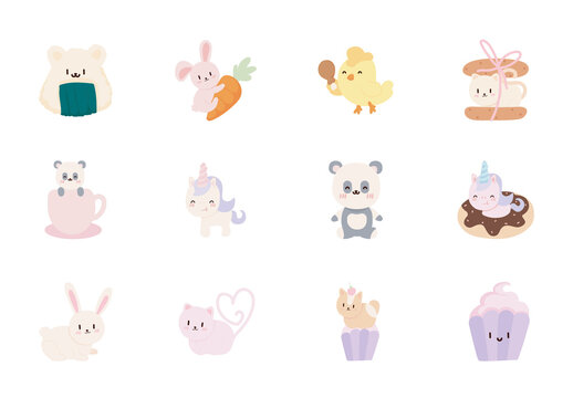 Cute Animals Illustration Set