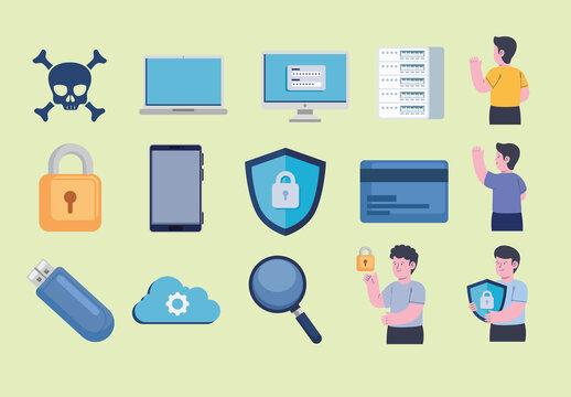 Cyber Security Elements Illustration Set