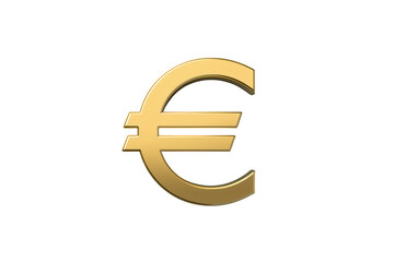 Obraz premium Golden euro symbol representing european currency, global finance, economy, investment, wealth, and banking success on transparent background