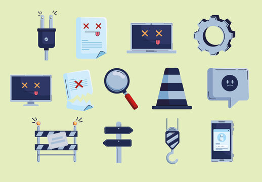 Ups 404 Error Icons Set