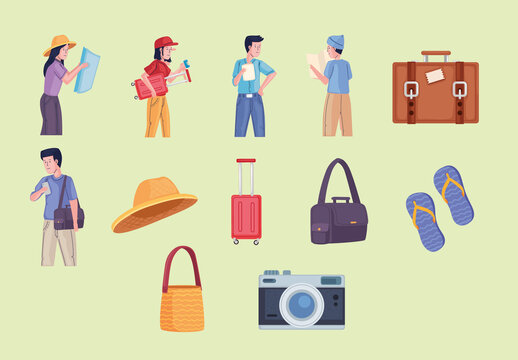 Travel People Vacation Illustration Set