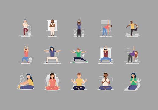 Yoga Poses Illustration Set