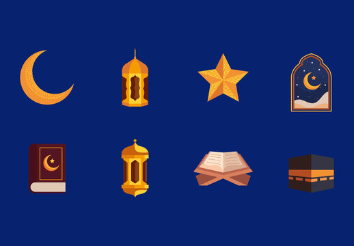 Golden Ramadan Illustration Set