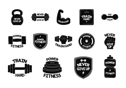 Gym Power Emblems Illustration Set