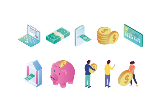 Isometric Finance Payment Illustration Set