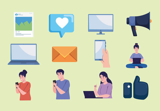 Blogger Content Creator Illustration Set