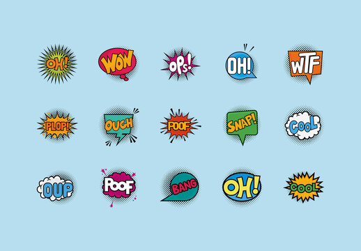 Pop Art Comic Burst Illustration Set