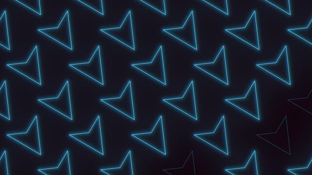 Glowing neon arrow pattern background, futuristic blue geometric tech wallpaper