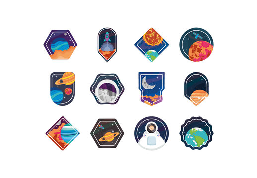 Space Galaxy Badges Set