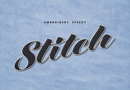 Script Denim Patch Embroidery Text Effect