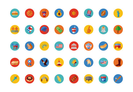USA Culture Landmark Icon Set