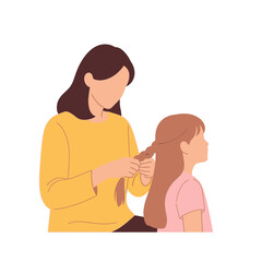 Mother Combing Daughters Hair.