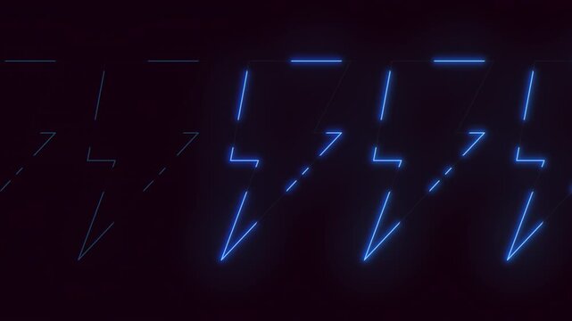 Futuristic neon lightning bolt pattern glowing on dark background