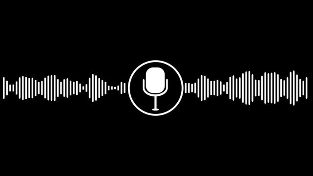 voice recording and podcast mic microphone with radio wave icon. Audio microphone icon .Voice recording icon, Digital podcast mic microphone button icon.