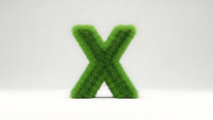 Obraz premium 3D illustration of green grass font letters forming a yes or no business choice symbol with a check mark and cross button for a web voting concept