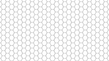 Elegant thin black hexagons isolated on plain white background. 