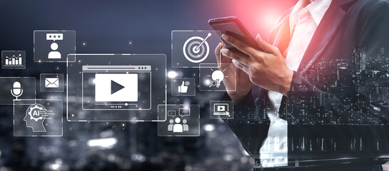 Fototapeta premium Video marketing helps businesses engage audiences with video marketing tools, video marketing strategies, video marketing trends, and success. Spline