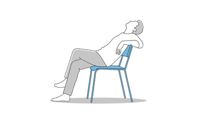 Fototapeta premium Man Sitting on Chair Relaxing Illustration.