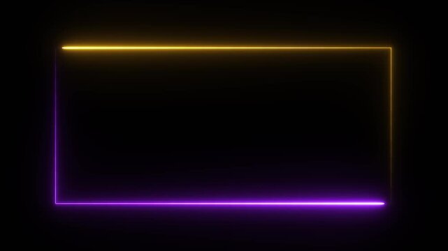 Animated glowing neon fire frame for webcam golden violet border and face cam overlay on black background perfect for streams, gaming, live video, and digital motion graphic design.