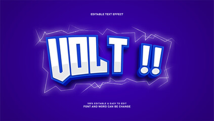 Volt Comic Electric Blue Text Effect with Lightning Bolt Background © Ika