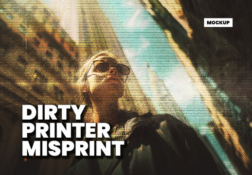Dirty Printer Misprint Effect Mockup