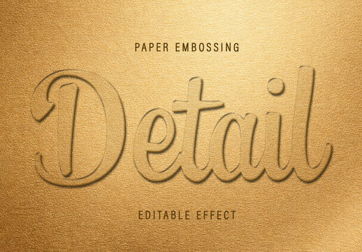 Gold Paper Embossing Script Text Effect