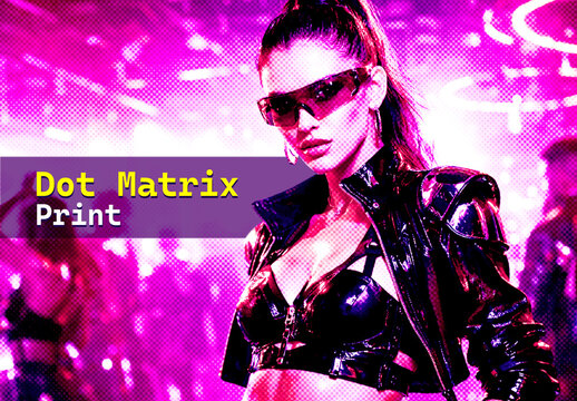 Halftone Dot Matrix Print Photo Effect